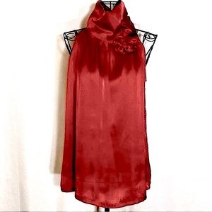 JOY JOY Silky Rosette Sleeveless Blouse